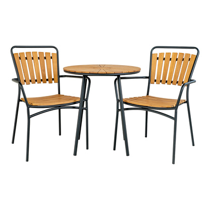 Cleveland Bistro Table - Bistro table, teak table top, natural, black legs ø70x74 cm