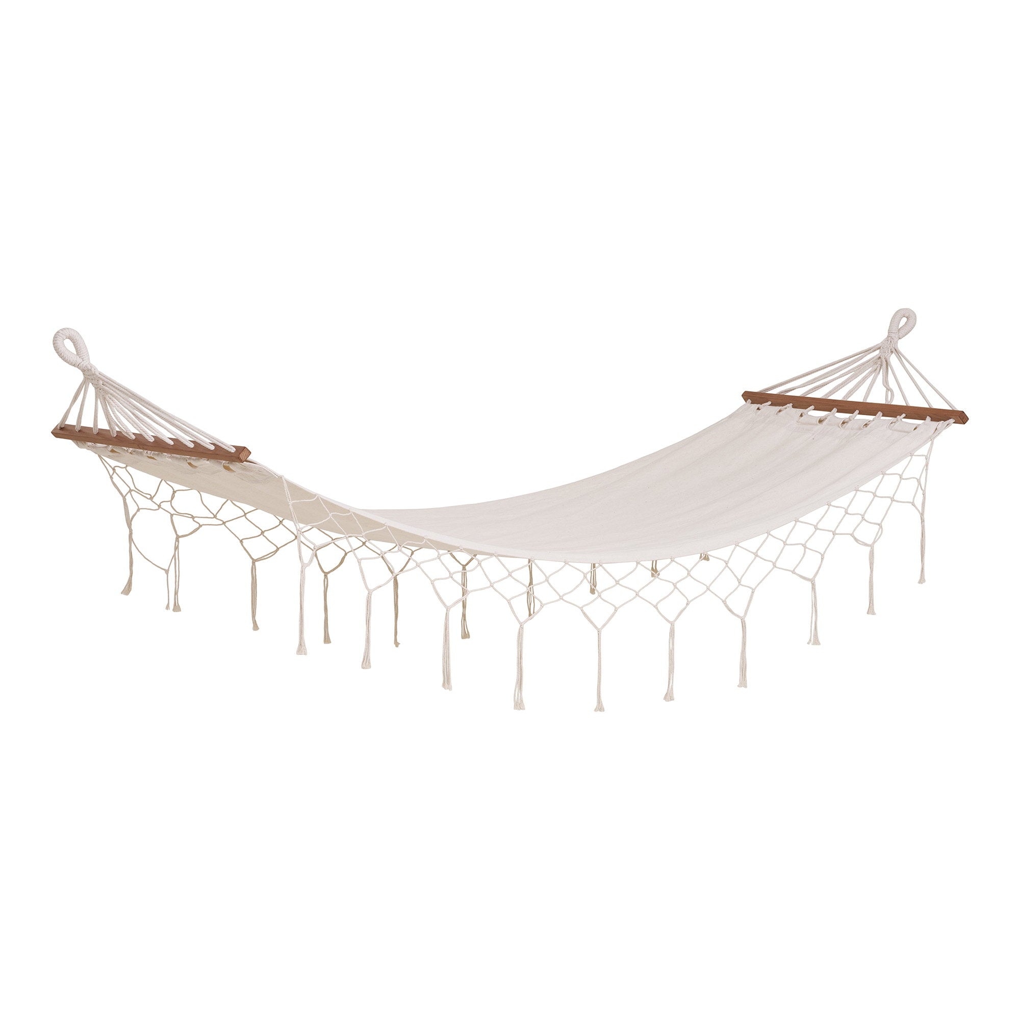 Hängematte Edessa – Polyester/Baumwolle, Lärche, Off-White, 200×80 cm
