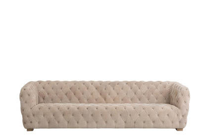 Bank Buttons 3-zits – suède leer, beige, 241x88,5x66,5 cm