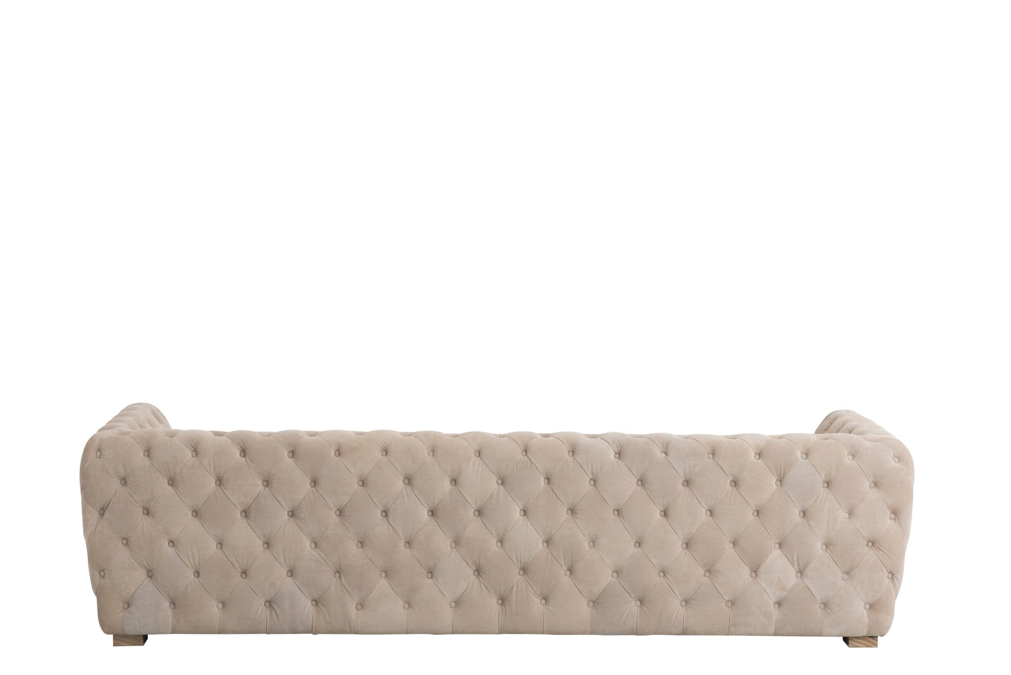 Bank Buttons 3-zits – suède leer, beige, 241x88,5x66,5 cm