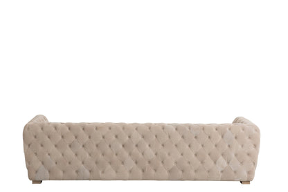 Bank Buttons 3-zits – suède leer, beige, 241x88,5x66,5 cm