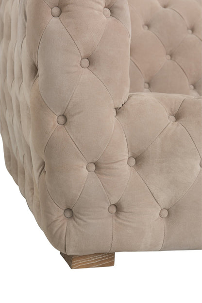 Bank Buttons 3-zits – suède leer, beige, 241x88,5x66,5 cm