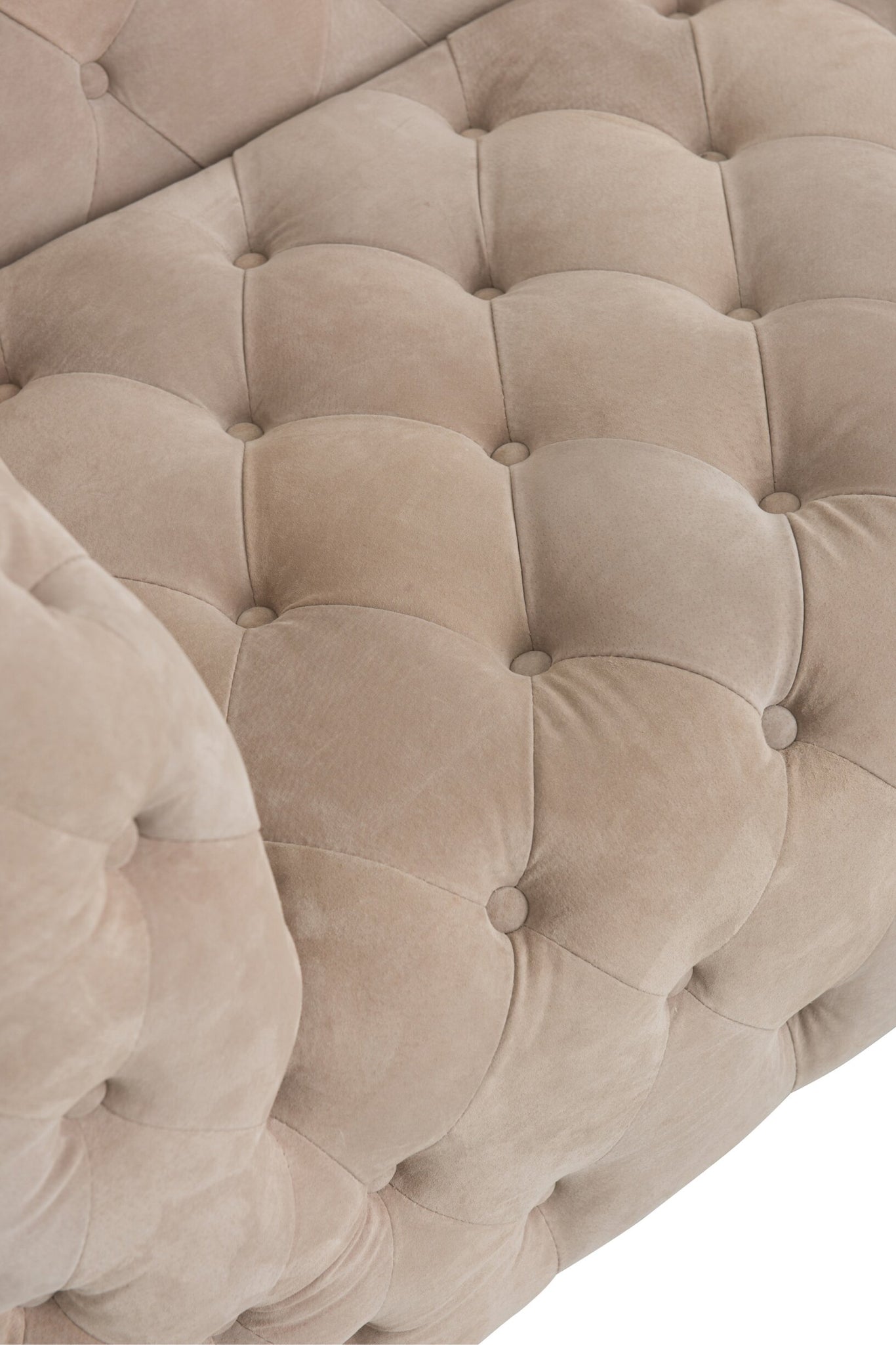 Bank Buttons 3-zits – suède leer, beige, 241x88,5x66,5 cm
