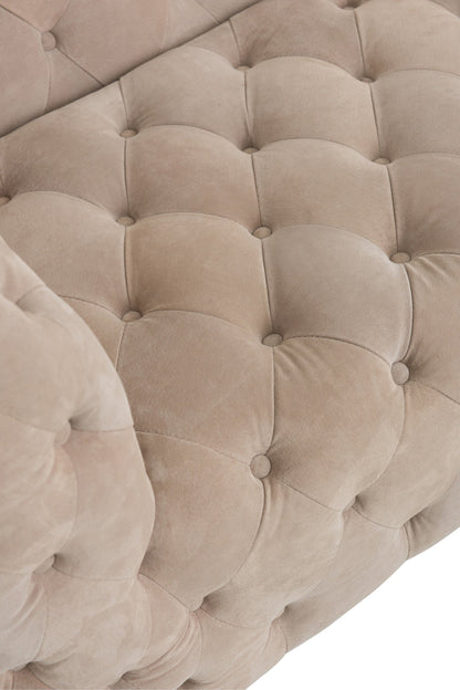 Bank Buttons 3-zits – suède leer, beige, 241x88,5x66,5 cm