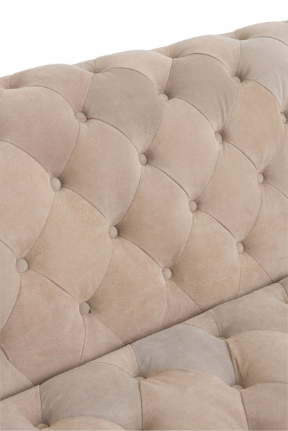 Bank Buttons 3-zits – suède leer, beige, 241x88,5x66,5 cm