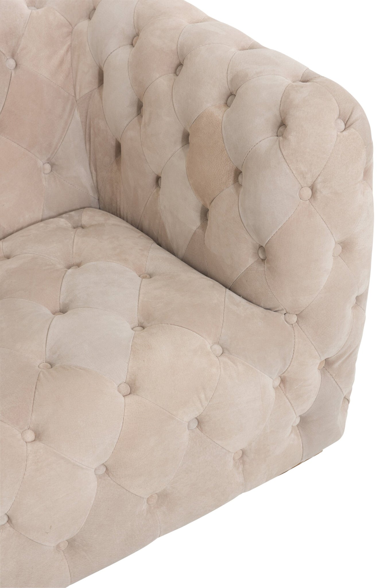 Bank Buttons 3-zits – suède leer, beige, 241x88,5x66,5 cm