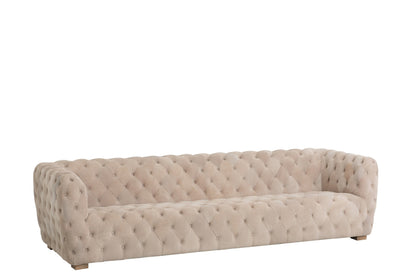 Bank Buttons 3-zits – suède leer, beige, 241x88,5x66,5 cm