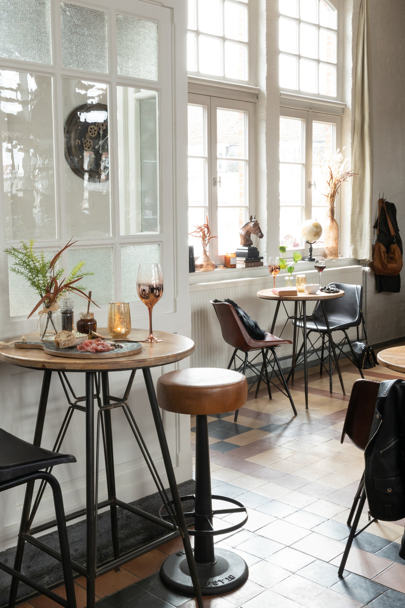 Bar Stool Leather/Metal Brown