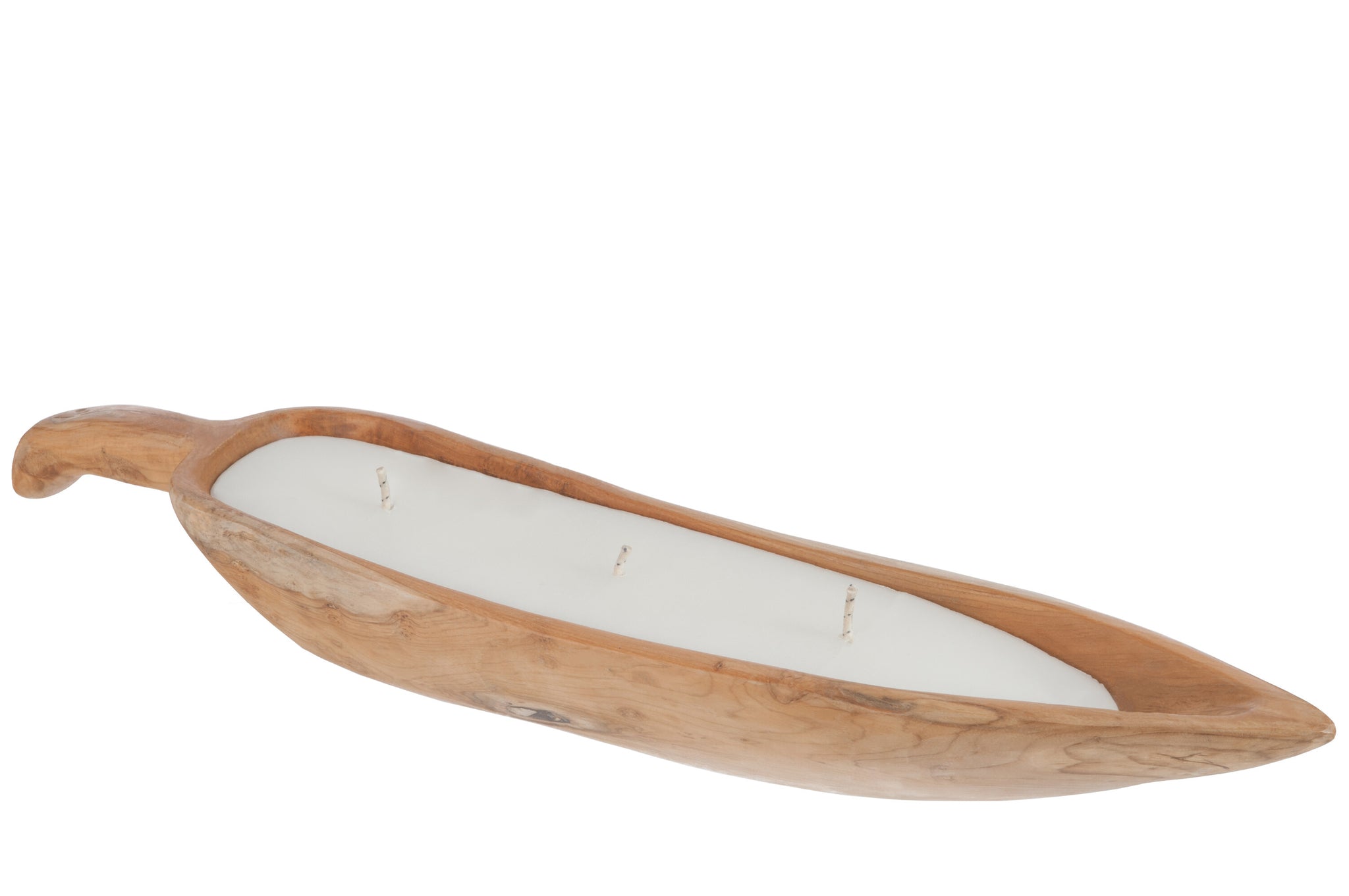 Candle Dish Long+Handle Wood Natural-12U