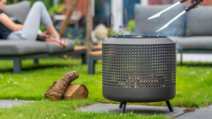 Midland Feuerkorb mit BBQ-Grill Schwarz