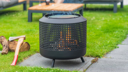 Midland Feuerkorb mit BBQ-Grill Schwarz