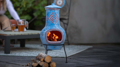 Colima Schornstein Lehmkamin Blau/Rot