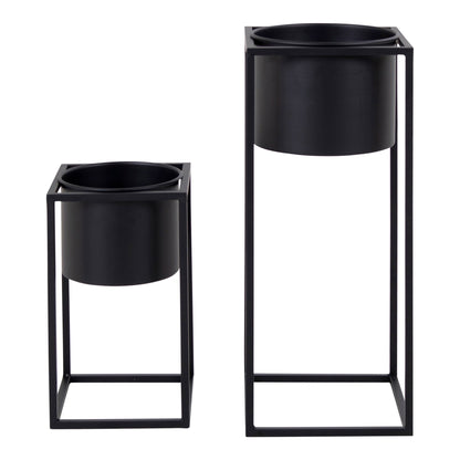 Marla Blumentöpfe – Stahl, schwarz (2er-Set)