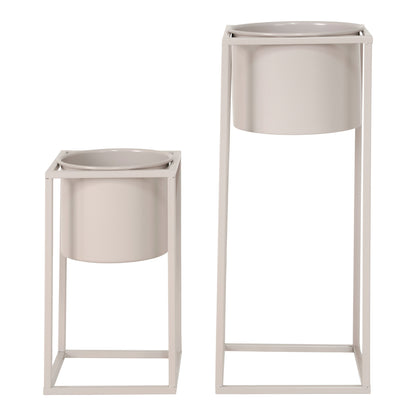 Marla Blumentöpfe – Stahl, Beige/Grau (2er-Set)