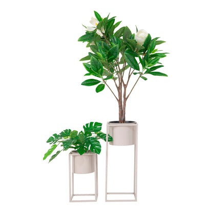 Marla Blumentöpfe – Stahl, Beige/Grau (2er-Set)
