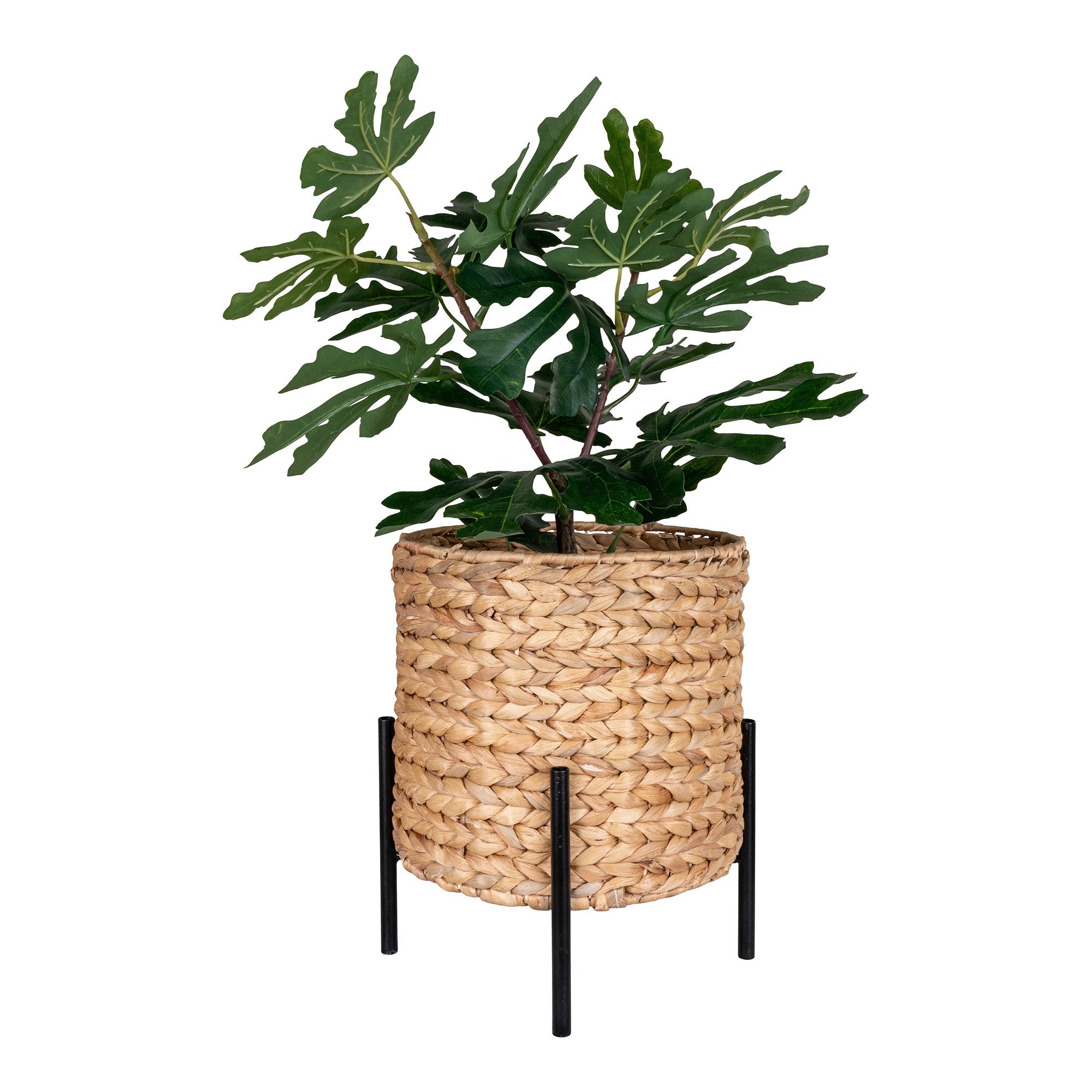Antas Übertopf – Wasserhyazinthe mit Metall, schwarz/natur ø26,5×29 cm
