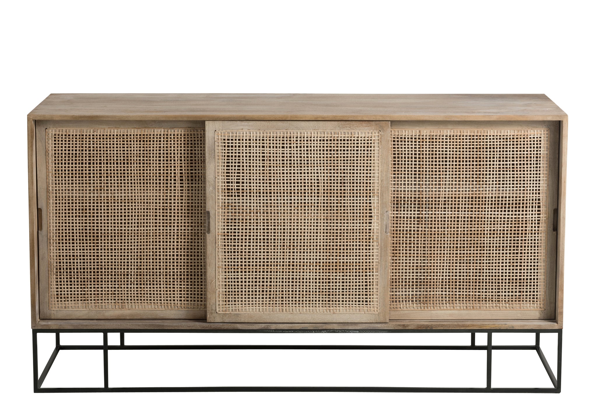 Cabinet 3Sliding Doors Woven Reed Mango Wood Natural
