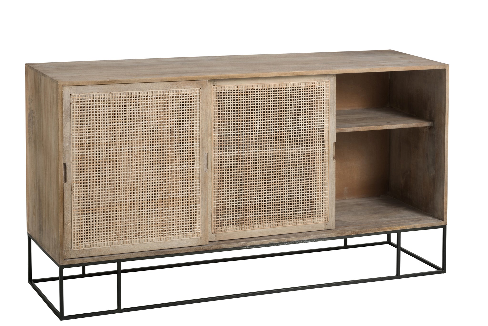 Cabinet 3Sliding Doors Woven Reed Mango Wood Natural