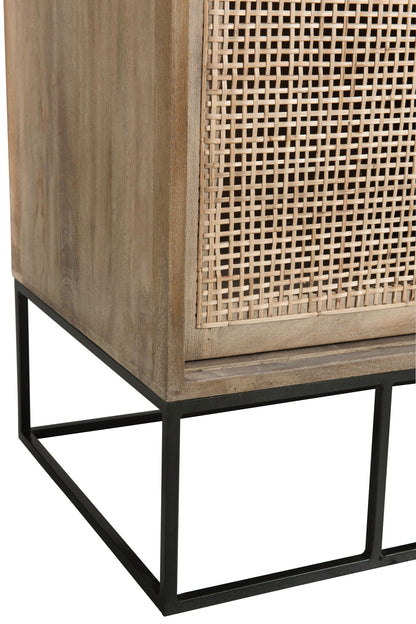 Cabinet 3Sliding Doors Woven Reed Mango Wood Natural