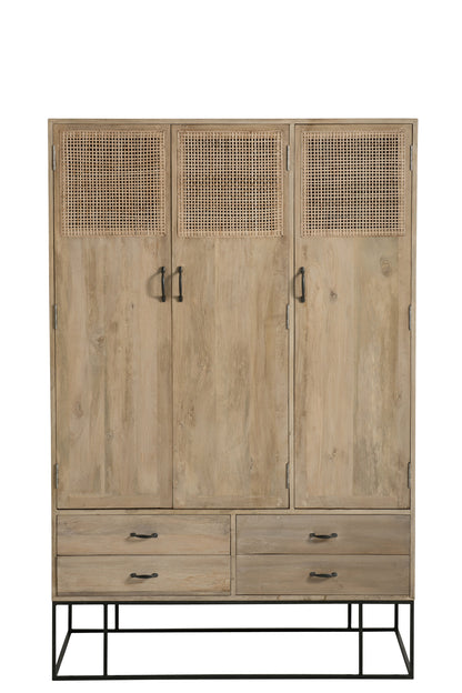 Cabinet 3Doors+4Drawers Woven Reed Mango Wood Natural