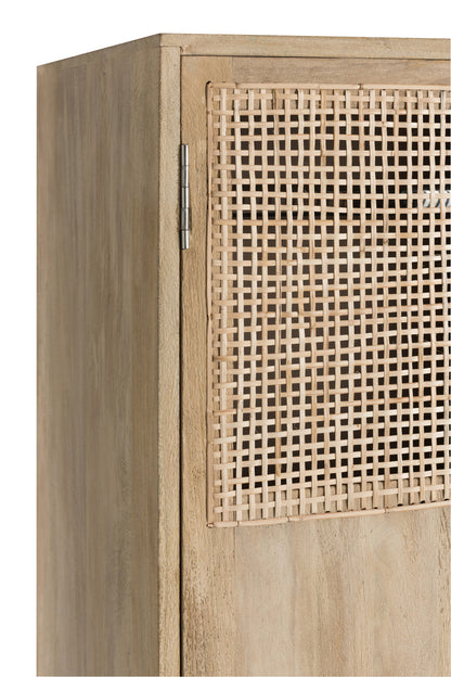Cabinet 3Doors+4Drawers Woven Reed Mango Wood Natural