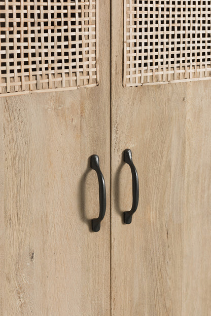 Cabinet 3Doors+4Drawers Woven Reed Mango Wood Natural