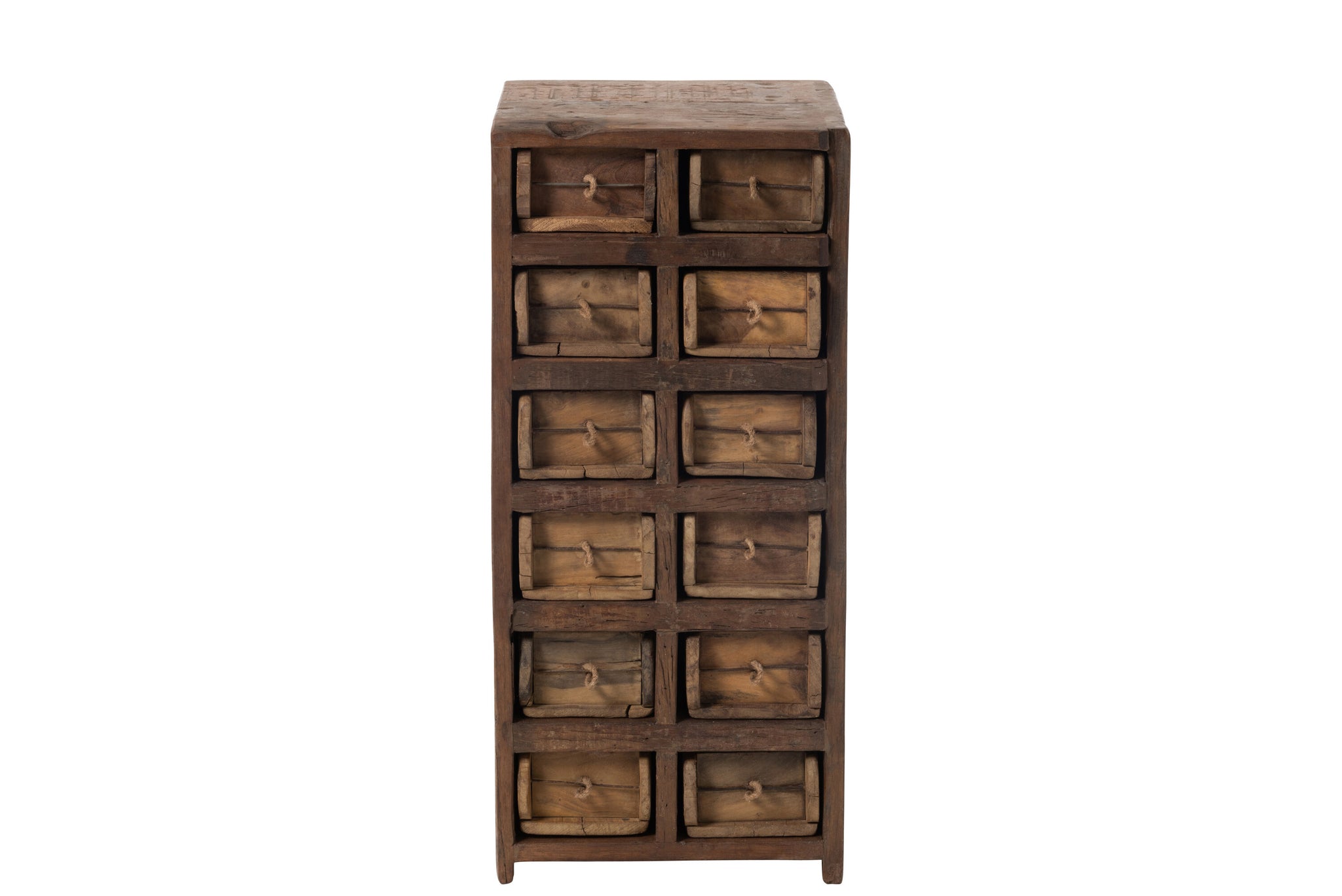Cabinet 12Drawers Rough Recycled Wood Brown