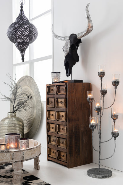 Cabinet 12Drawers Rough Recycled Wood Brown