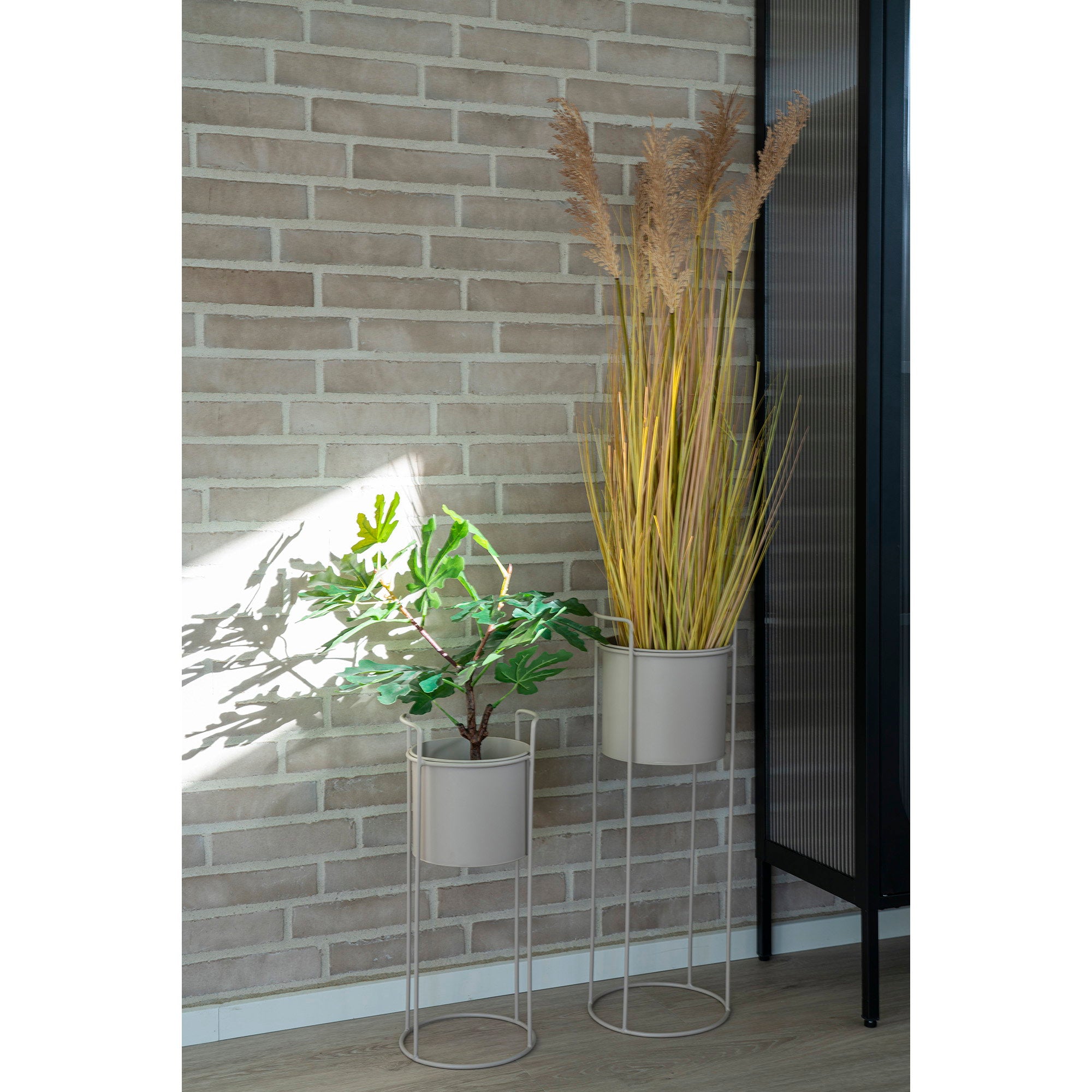 Rabo bloempot – staal, zand, set van 2