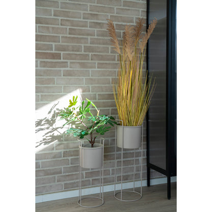 Rabo bloempot – staal, zand, set van 2
