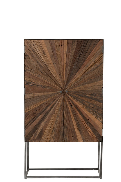 Bar Cabinet Shanil 2 Doors Wood/Iron Natural/Grey