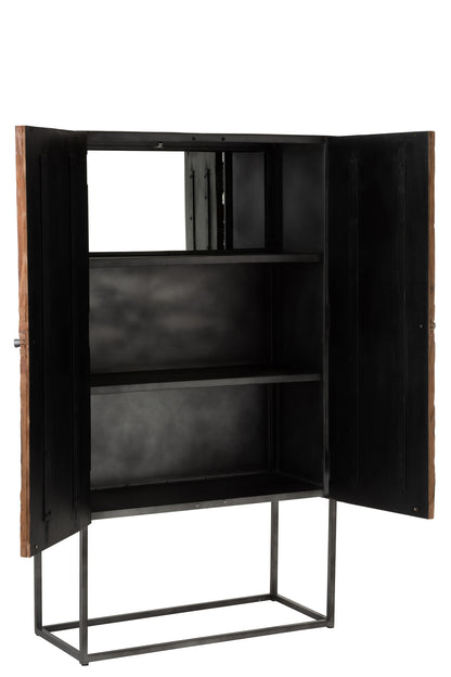 Bar Cabinet Shanil 2 Doors Wood/Iron Natural/Grey