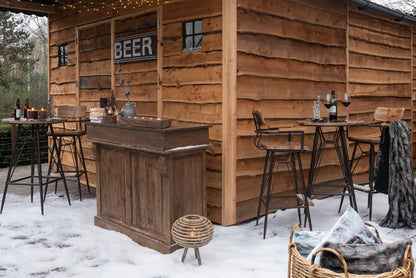 Block 5 Tealight Holder Recycled Wood Brown