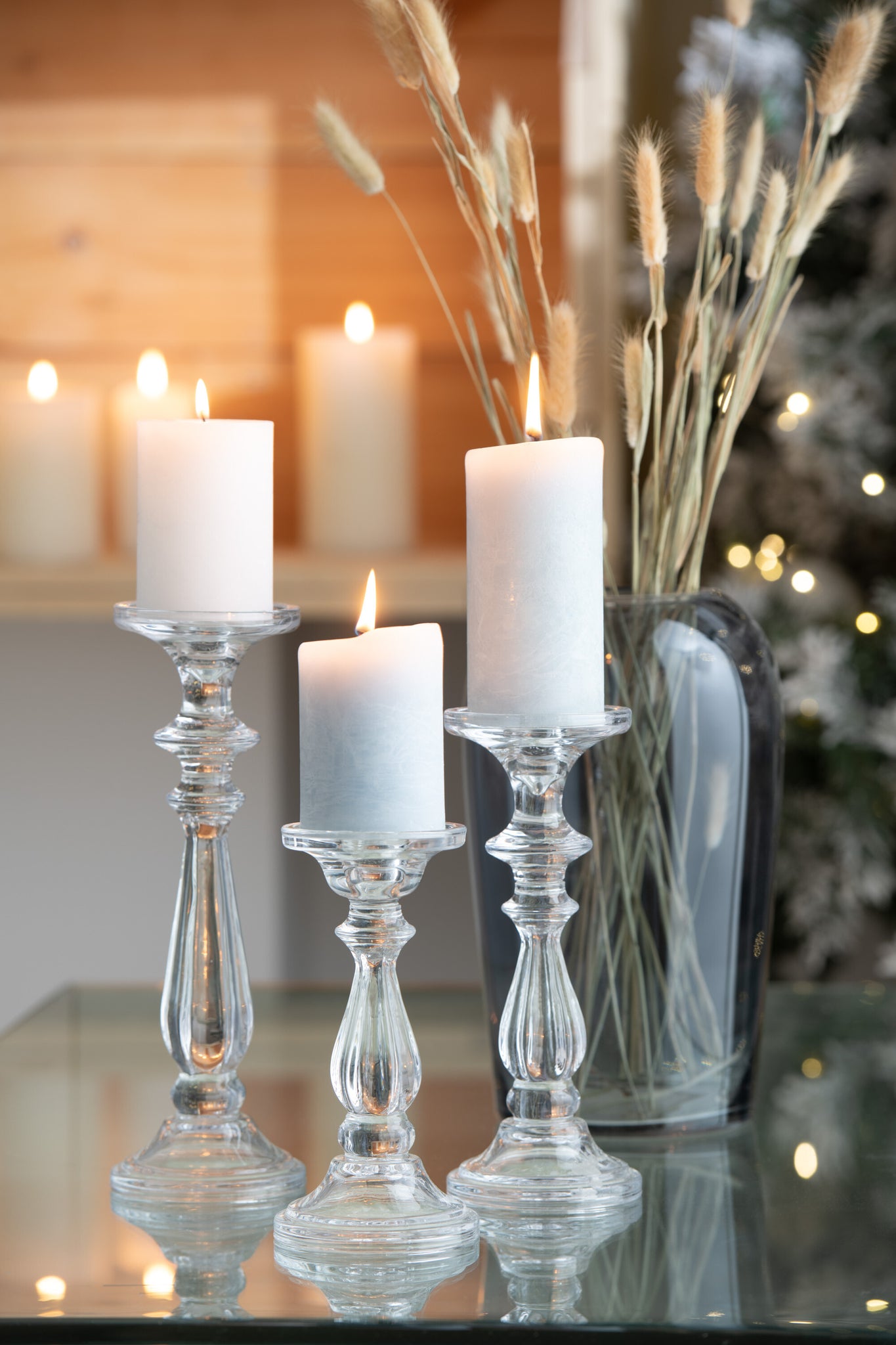 Candlestick/Candle Holder Tibo Glass Transparent Large