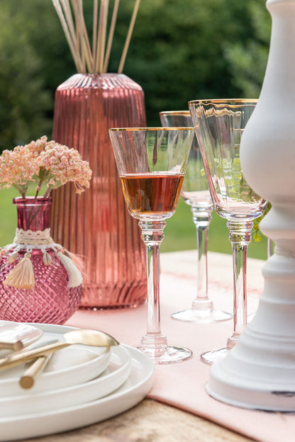 Drinking Glass Whi Wine Rim Glass Transparent/Gold