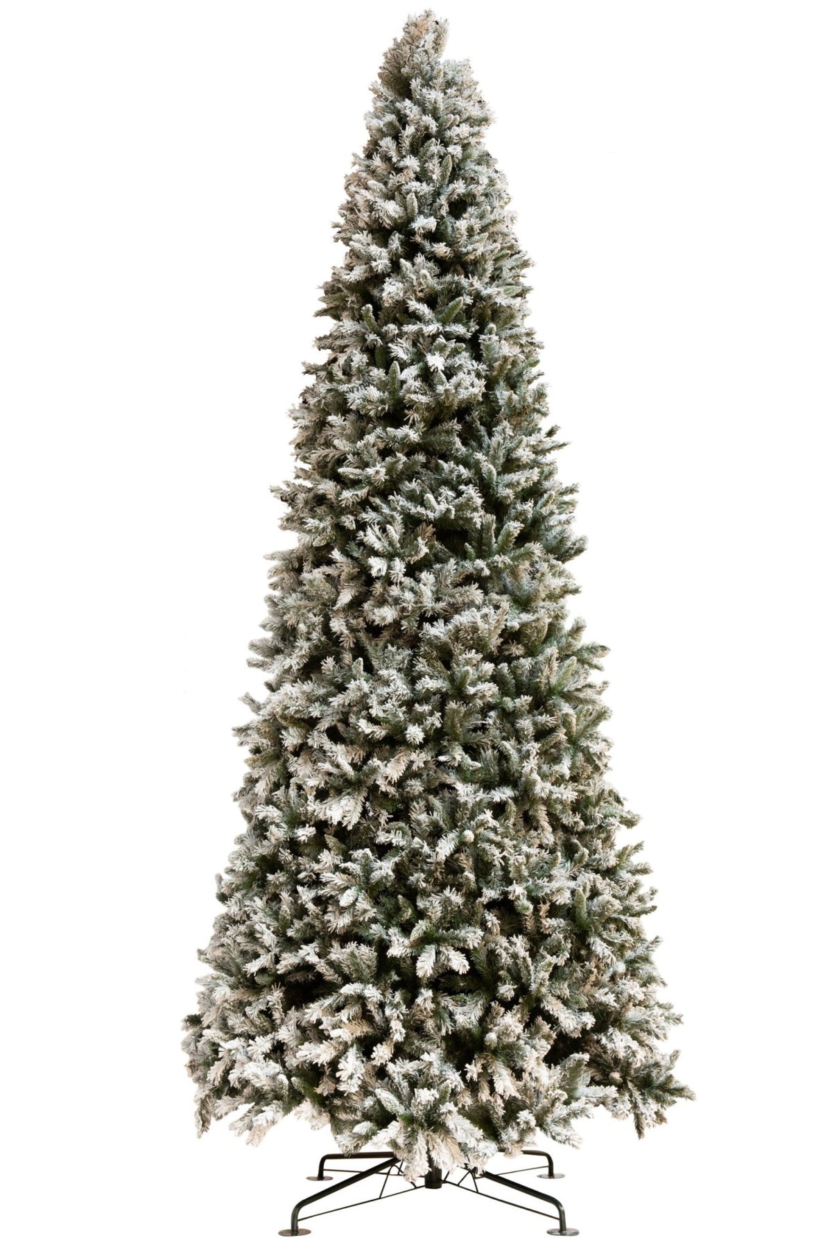 Kunstkerstboom besneeuwd XL – pvc, groen en wit, 450 cm