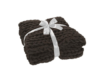 Plaid Knitted Acrylic Dark Grey