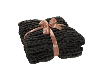 Plaid Knitted Acrylic Dark Grey