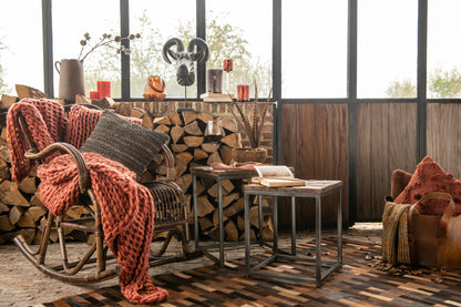 Plaid Knitted Acrylic Red