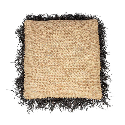 The Raffia Cushion Cover Square - Natural Black - 60x60