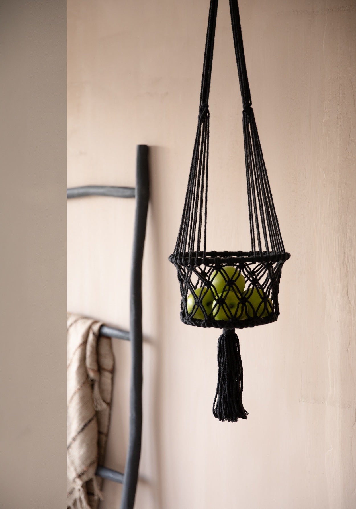 Plantenhanger Macramé — zwart, L 40 cm