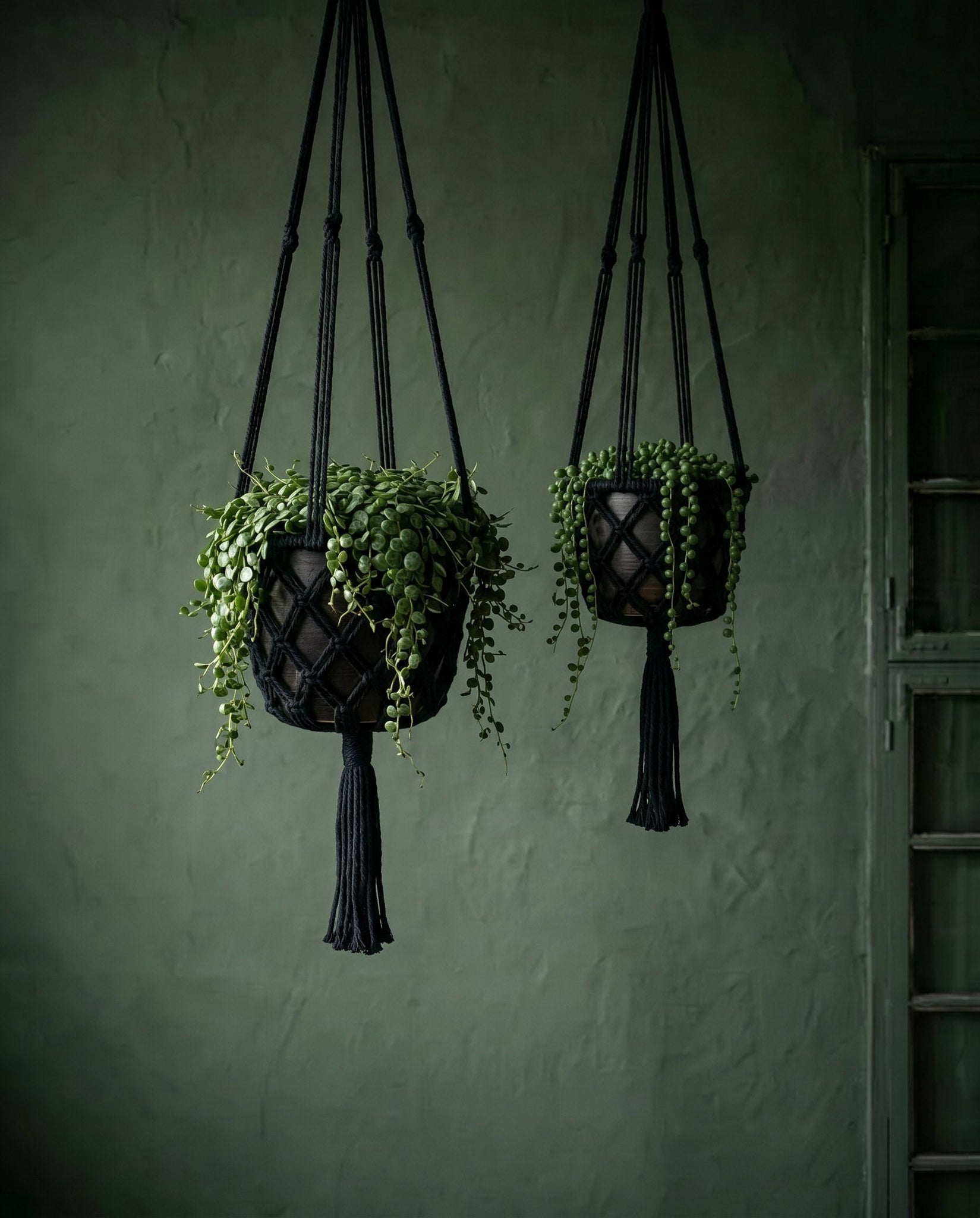 Plantenhanger Macramé — zwart, L 40 cm