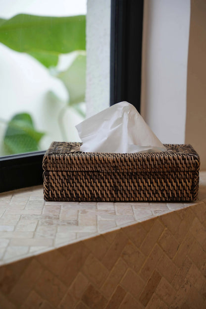 Tissuebox Rattan Classic – rattan, naturel bruin, 27×14×9 cm