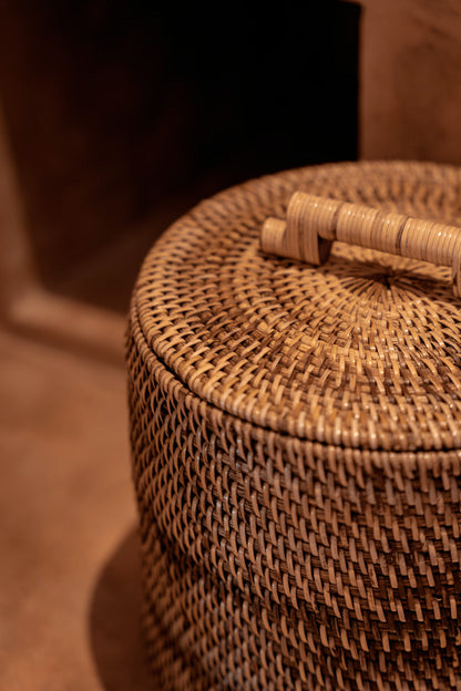 The Rattan Bin Low - Natural Brown