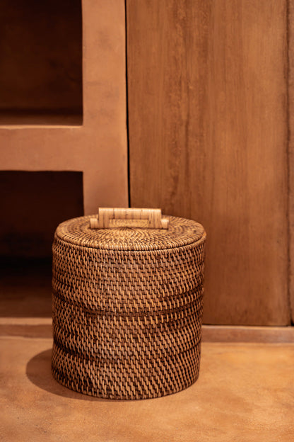 The Rattan Bin Low - Natural Brown