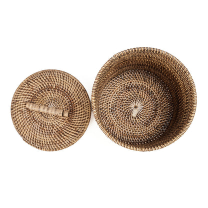 The Rattan Bin Low - Natural Brown
