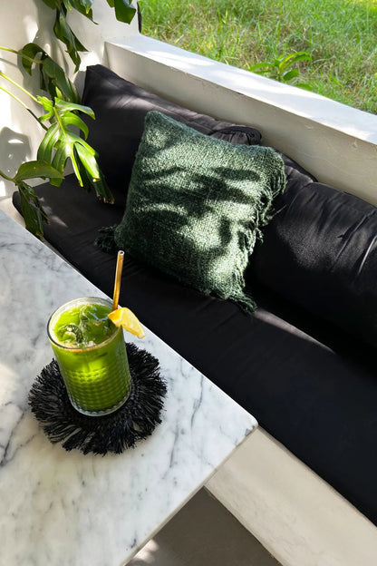 The Fringe Raffia Coaster - Black