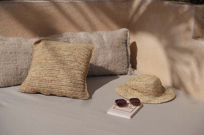 Kussenhoes Flores – raffia, naturel, 40x40 cm