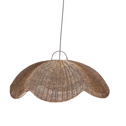 Hanglamp Wave – rattan, donker walnoot, L, ø103x40 cm