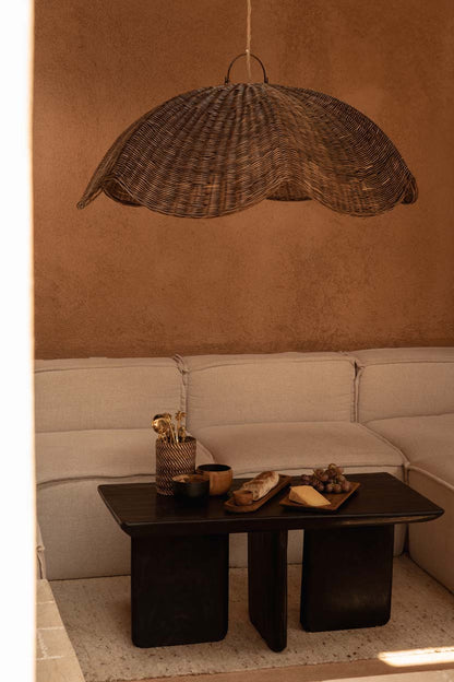 Hanglamp Wave – rattan, donker walnoot, L, ø103x40 cm